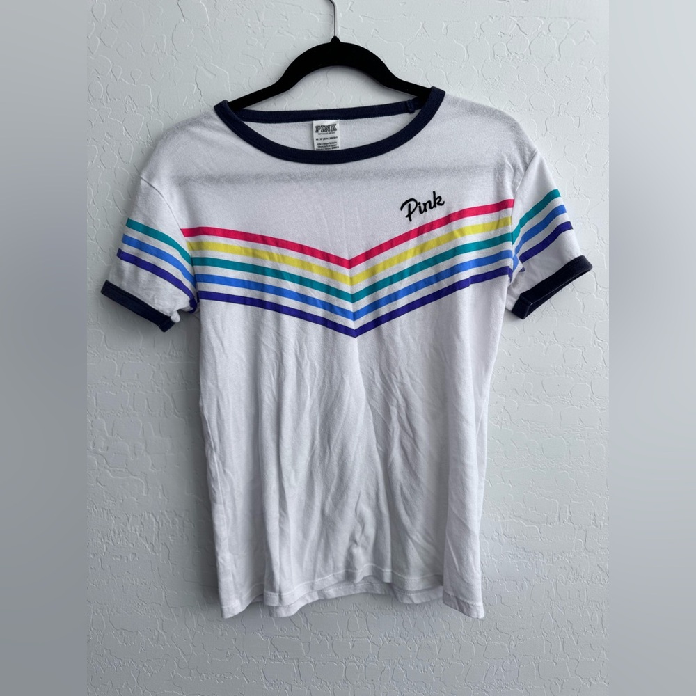 PINK Victoria's Secret- Multicolor Striped Tee- XS